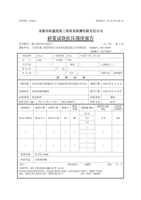 砂浆试块试验报告