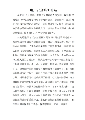 电厂安全培训总结