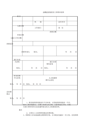 员工离职手续办理相关表格