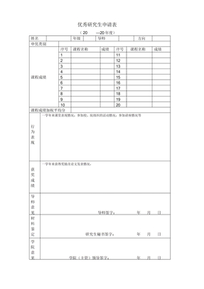 优秀研究生申请表