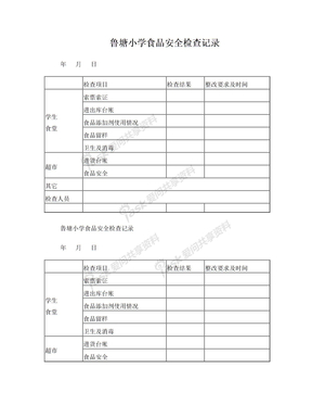 学校食堂食品安全检查记录表