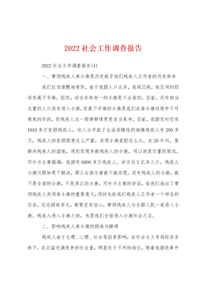 2022社会工作调查报告