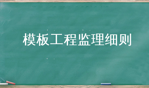 模板工程监理细则