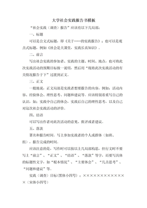 大学社会实践报告书模板