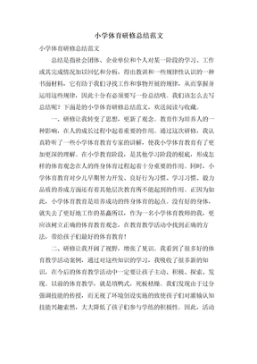 小学体育研修总结范文