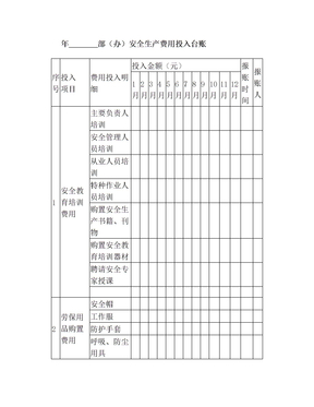 安全生产费用投入台账(模版)(8)