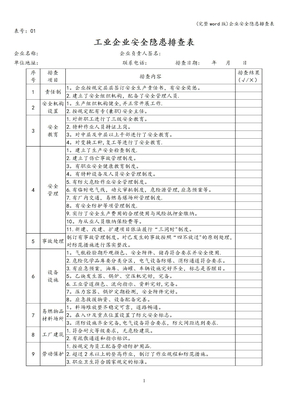 企业安全隐患排查表