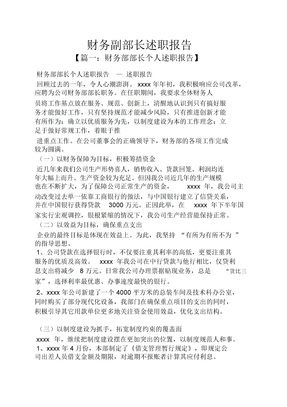 财务副部长述职报告