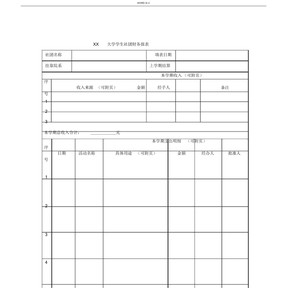 社团财务报表