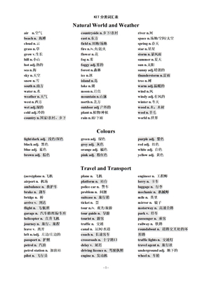 【ket】ket分类词汇表