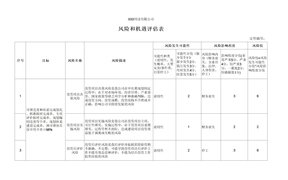 风险和机遇评估表