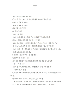 电缆规格型号