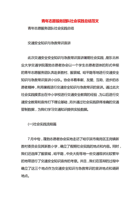 青年志愿服务团队社会实践总结范文