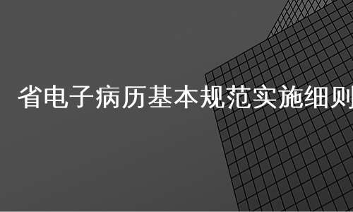 省电子病历基本规范实施细则