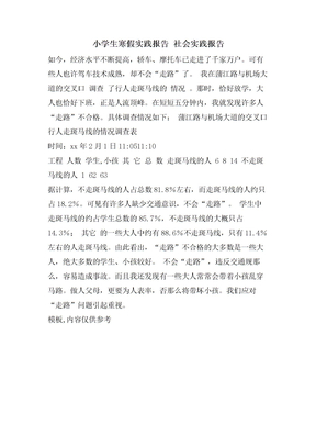 小學生寒假實踐報告社會實踐報告