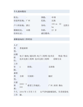 应用电子专业简历模板一