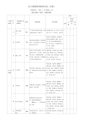 社工绩效考核表