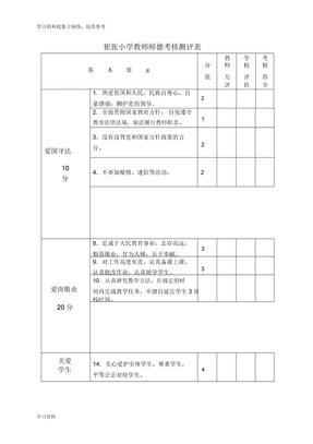 中小学教师师德考核表