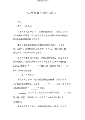 公益战略合作协议书