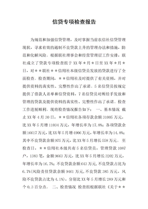 信贷专项检查报告