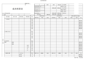 成本核算表格