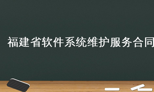 福建省软件系统维护服务合同