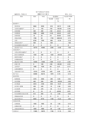 资产负债表水平分析表