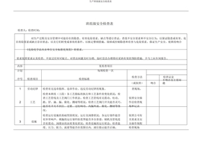 生产班组级安全检查表