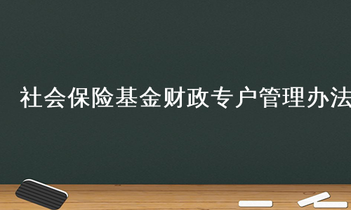 社会保险基金财政专户管理办法