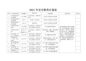 安全检查计划表及检查表