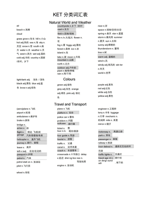 ket分类词汇表