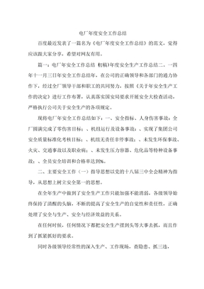 电厂年度安全工作总结