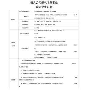 燃气泄漏事故现场处置方案