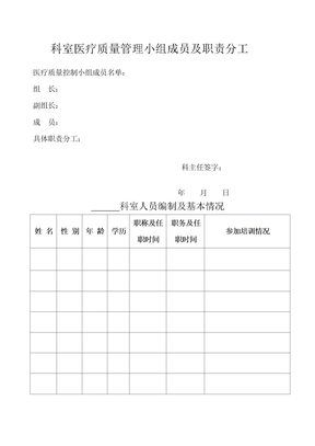 科室医疗质量管理手册