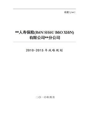 保险分公司发展战略规划