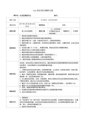 社会工作项目调研方案