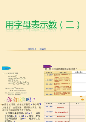 用字母表示运算定律和公式