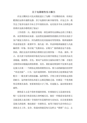 关于电器销售实习报告