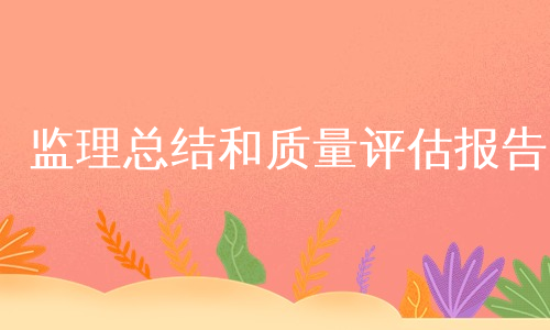 监理总结和质量评估报告