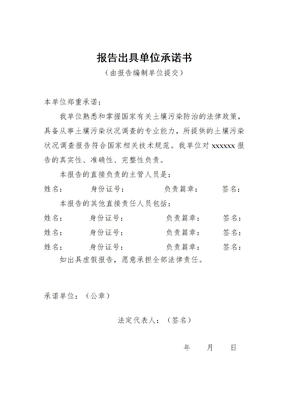 报告出具单位承诺书