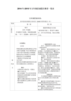 五年级晨读表格