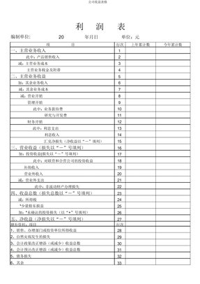 企业利润表格