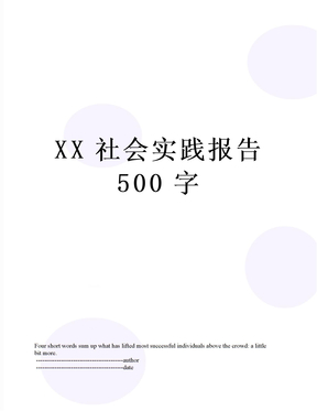 XX社会实践报告500字