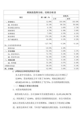 利润表趋势分析