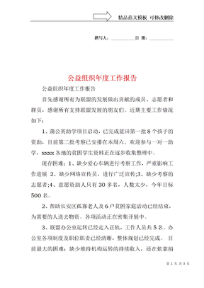 公益组织年度工作报告