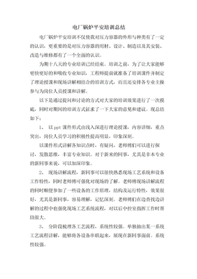 电厂锅炉安全培训总结