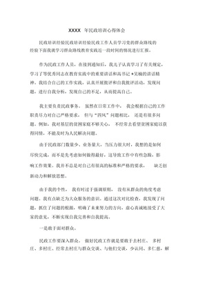 XX年民政培训心得体会