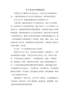 关于电力公司培训总结