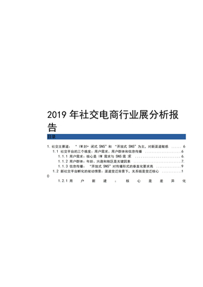 2019年社交电商行业发展分析报告