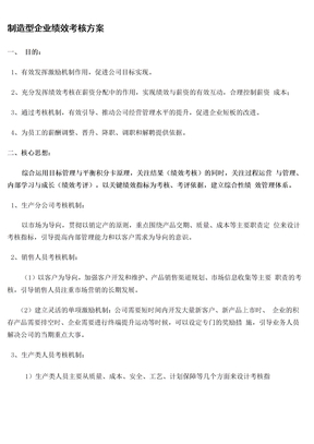 制造型企业绩效考核方案